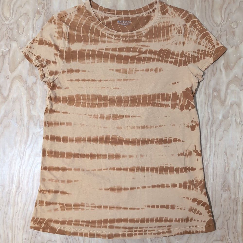 ATHLETA TUSCAN‎ GOLD SHORT SLEEVE ORGANIC DAILY TIE-DYE CREW TEE Sz Sm